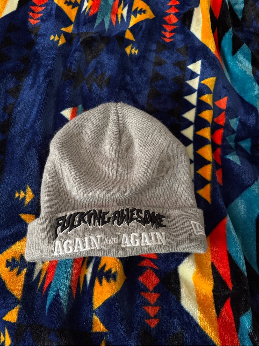 FA Light Gray Knit Cuffed Beanie with Embroidered Logo